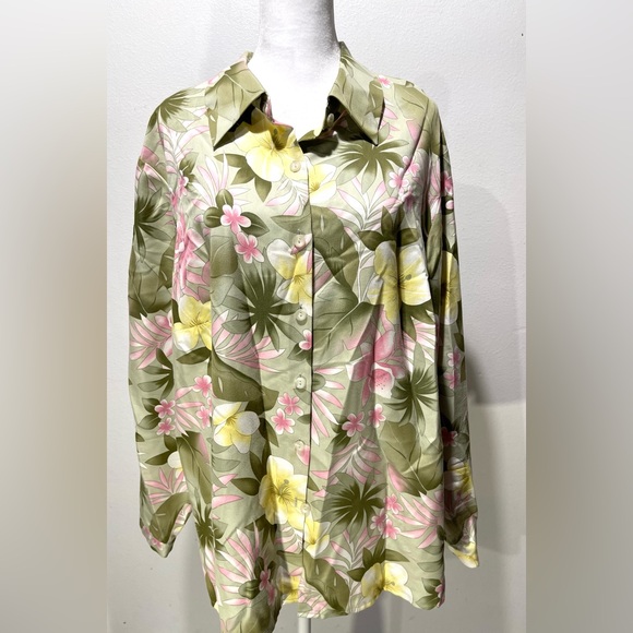 Pendleton shirt button up silk blend floral spring summer women’s 20W - Picture 2 of 10
